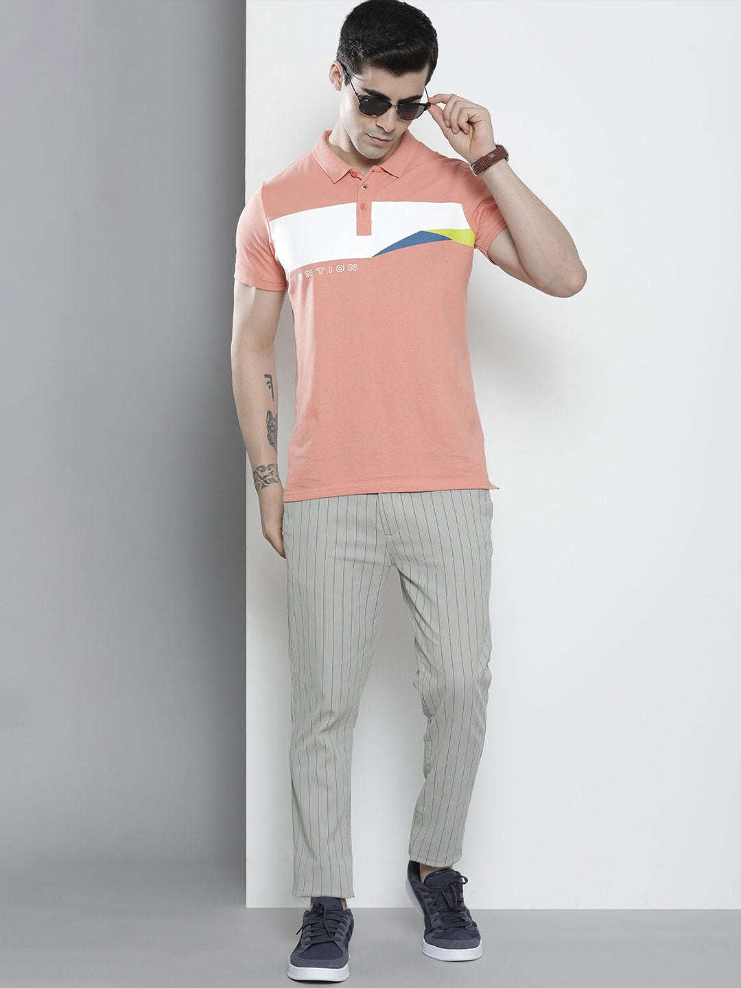 Shop Men Striped Chino Pants Online.