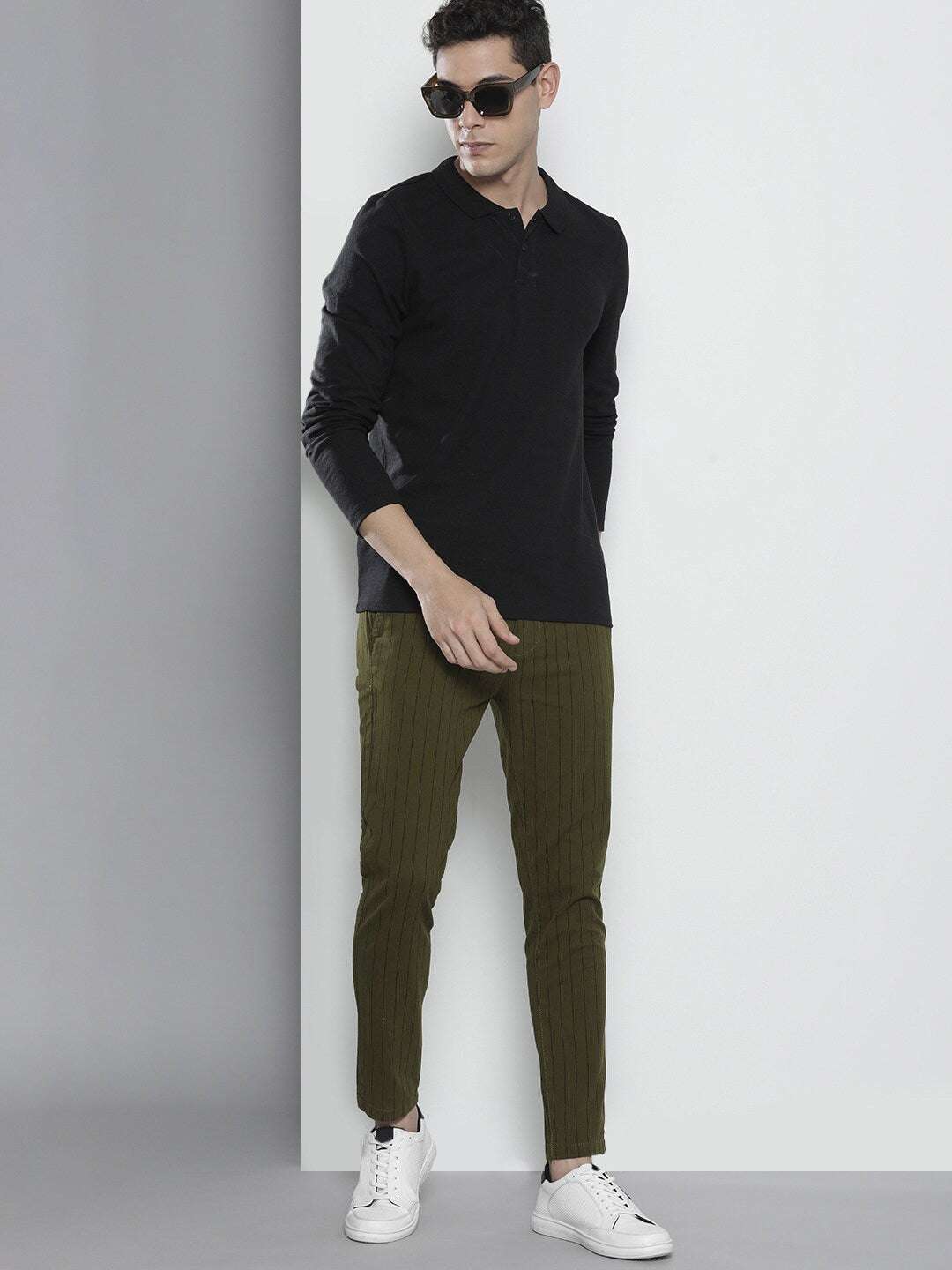 Shop Men Striped Chino Pants Online.