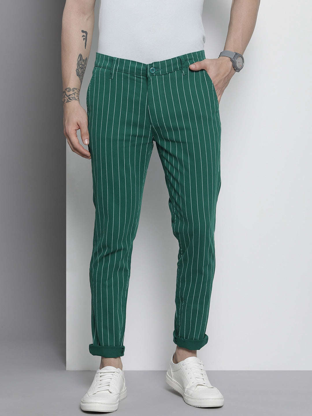 Shop Men Striped Chino Pants Online.