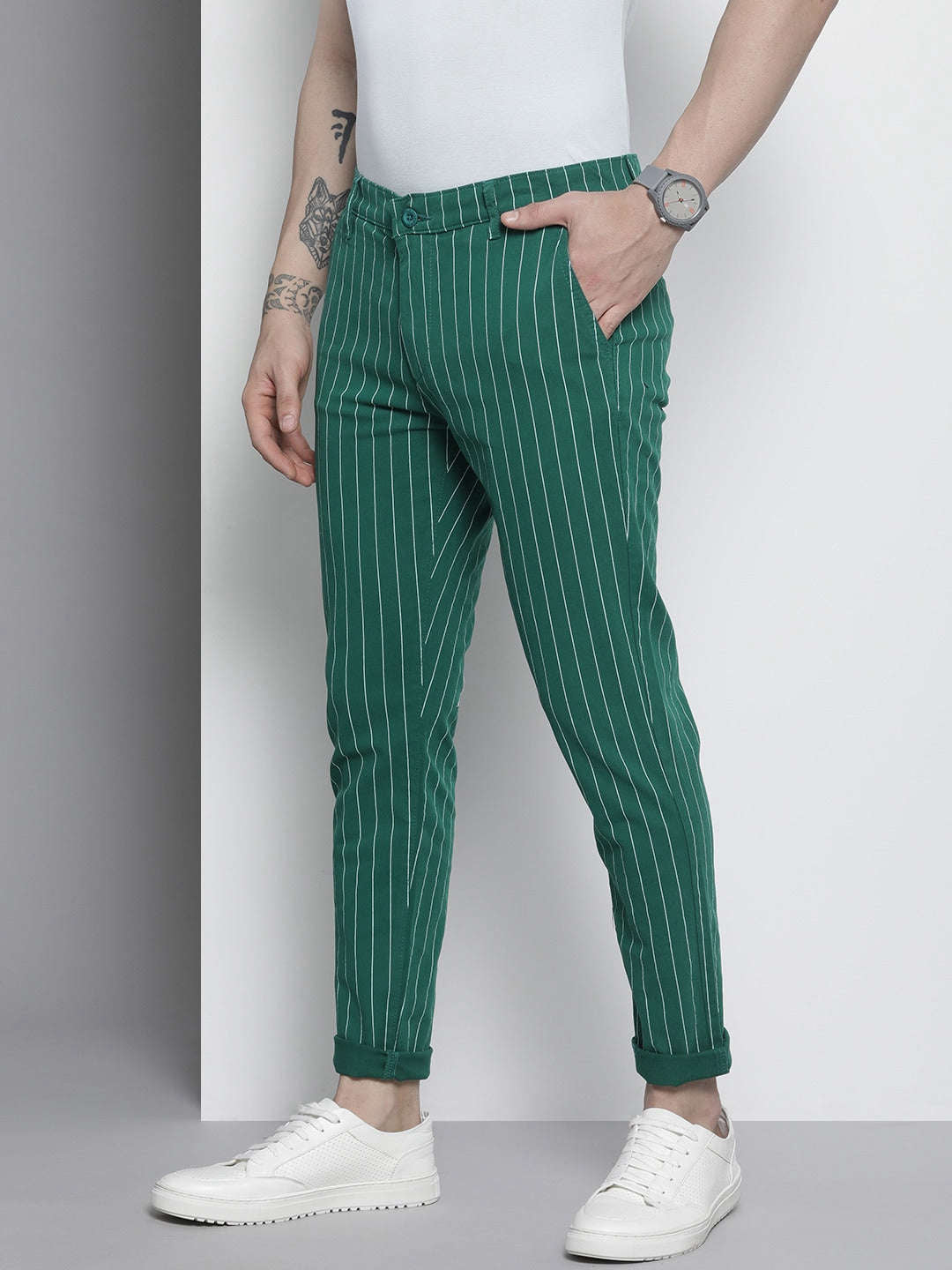 Shop Men Striped Chino Pants Online.