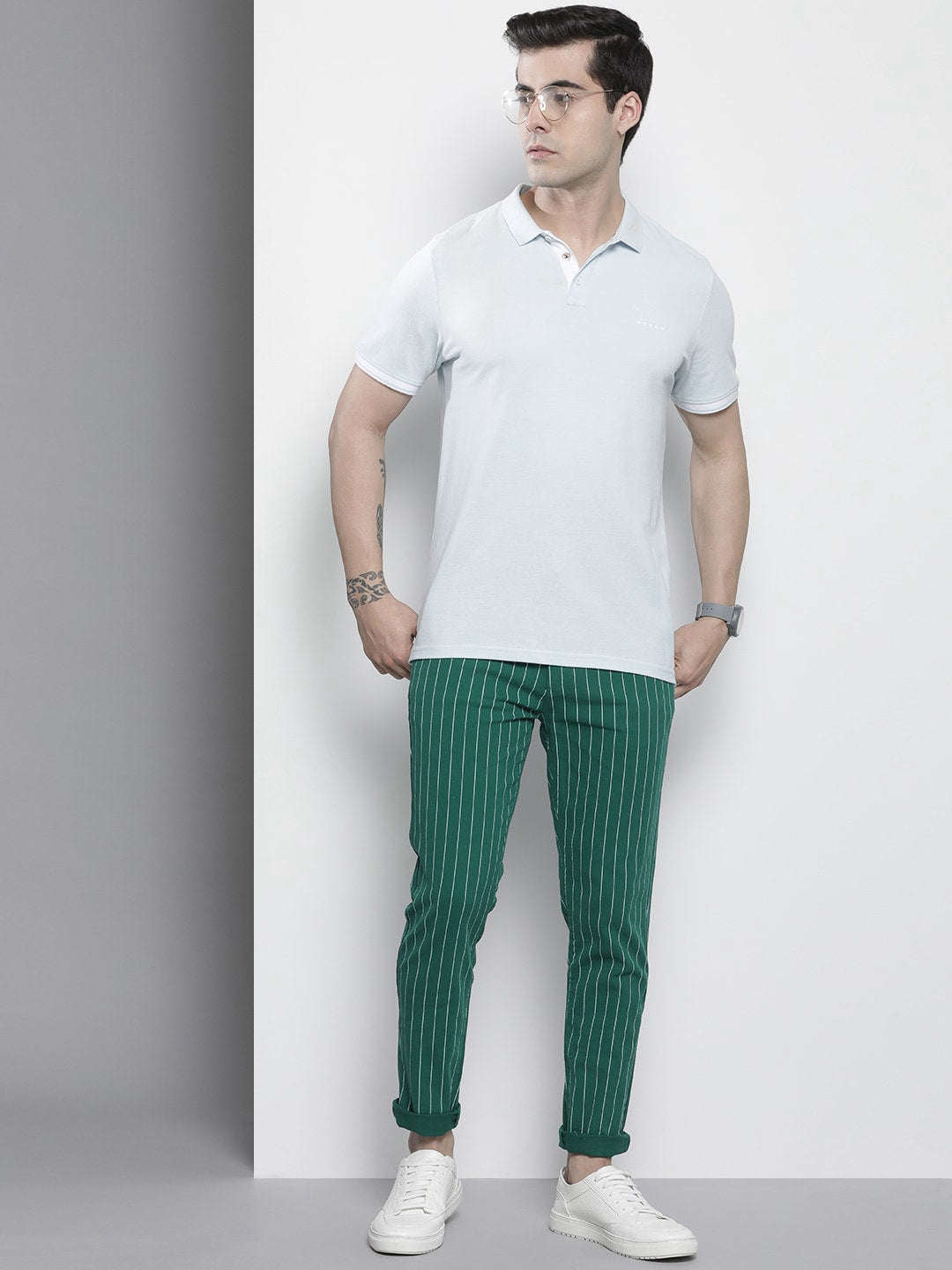 Shop Men Striped Chino Pants Online.