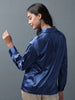 Shop Women Satin Lapel Collar Shirt Online.