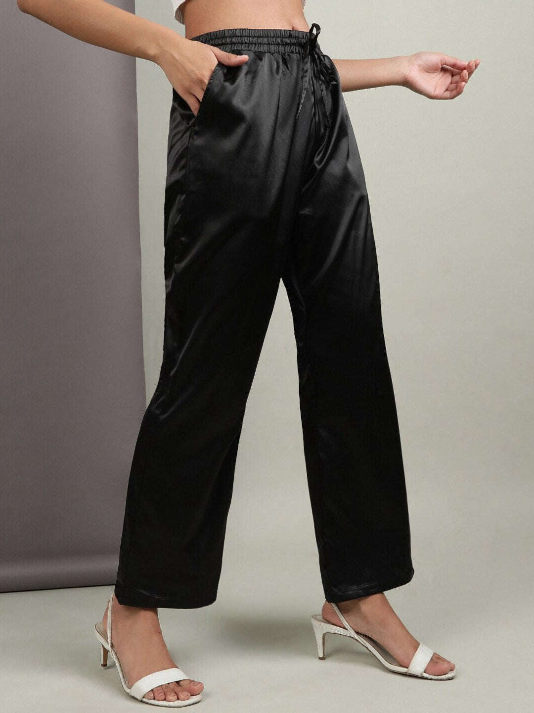 Shop Women Elasticated Satin Trouser Online.