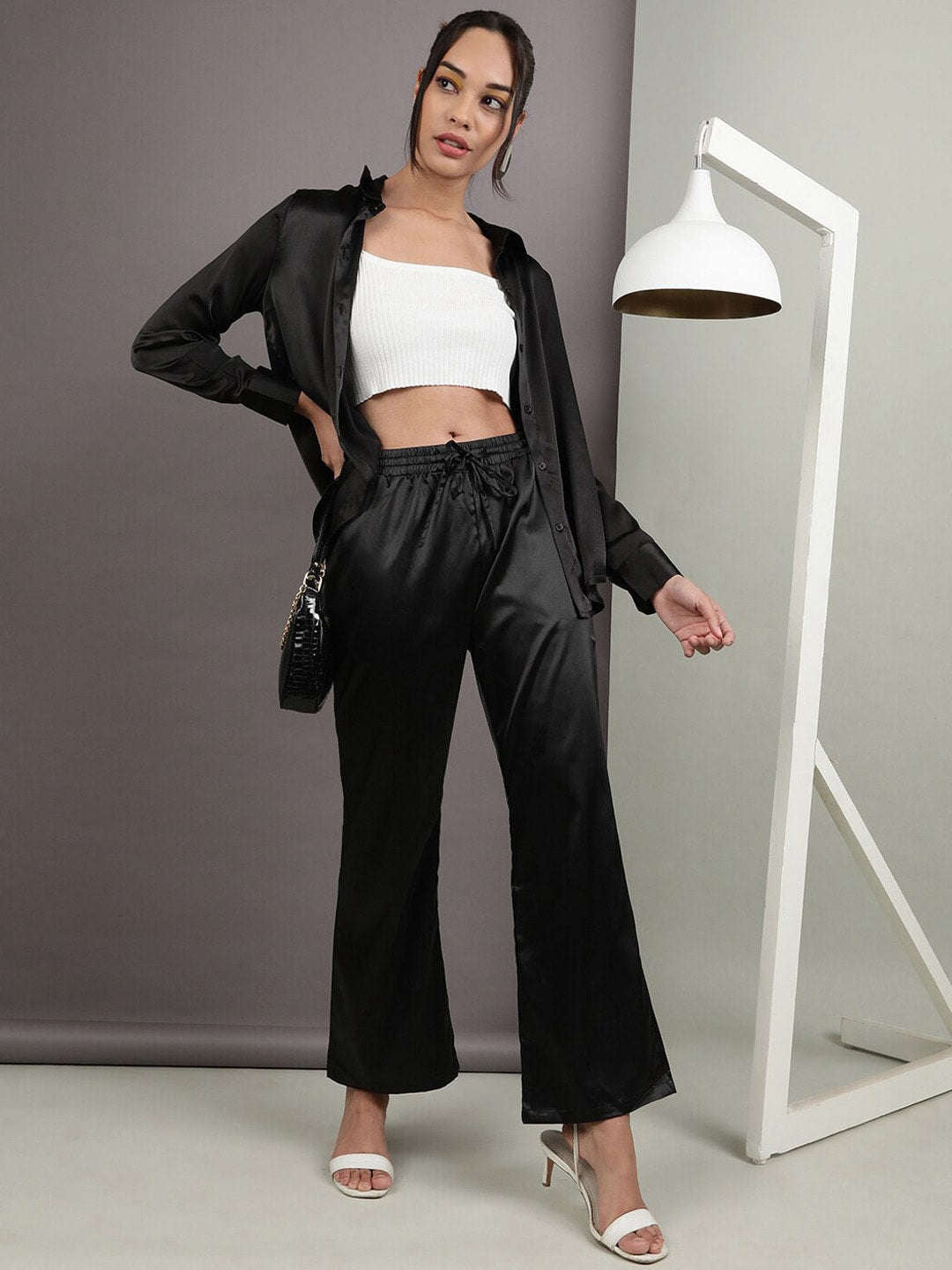 Shop Women Elasticated Satin Trouser Online.