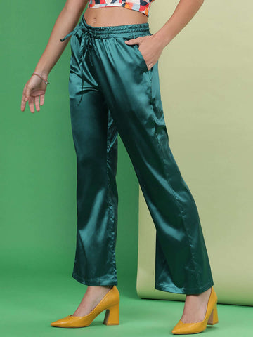 Shop Women Elasticated Satin Trouser Online.