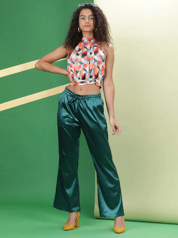 Shop Women Elasticated Satin Trouser Online.