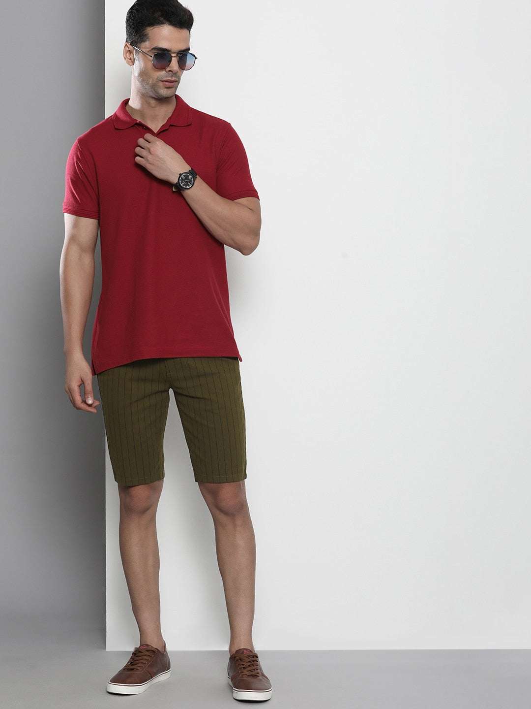 Shop Men Chino Striped Shorts Online.