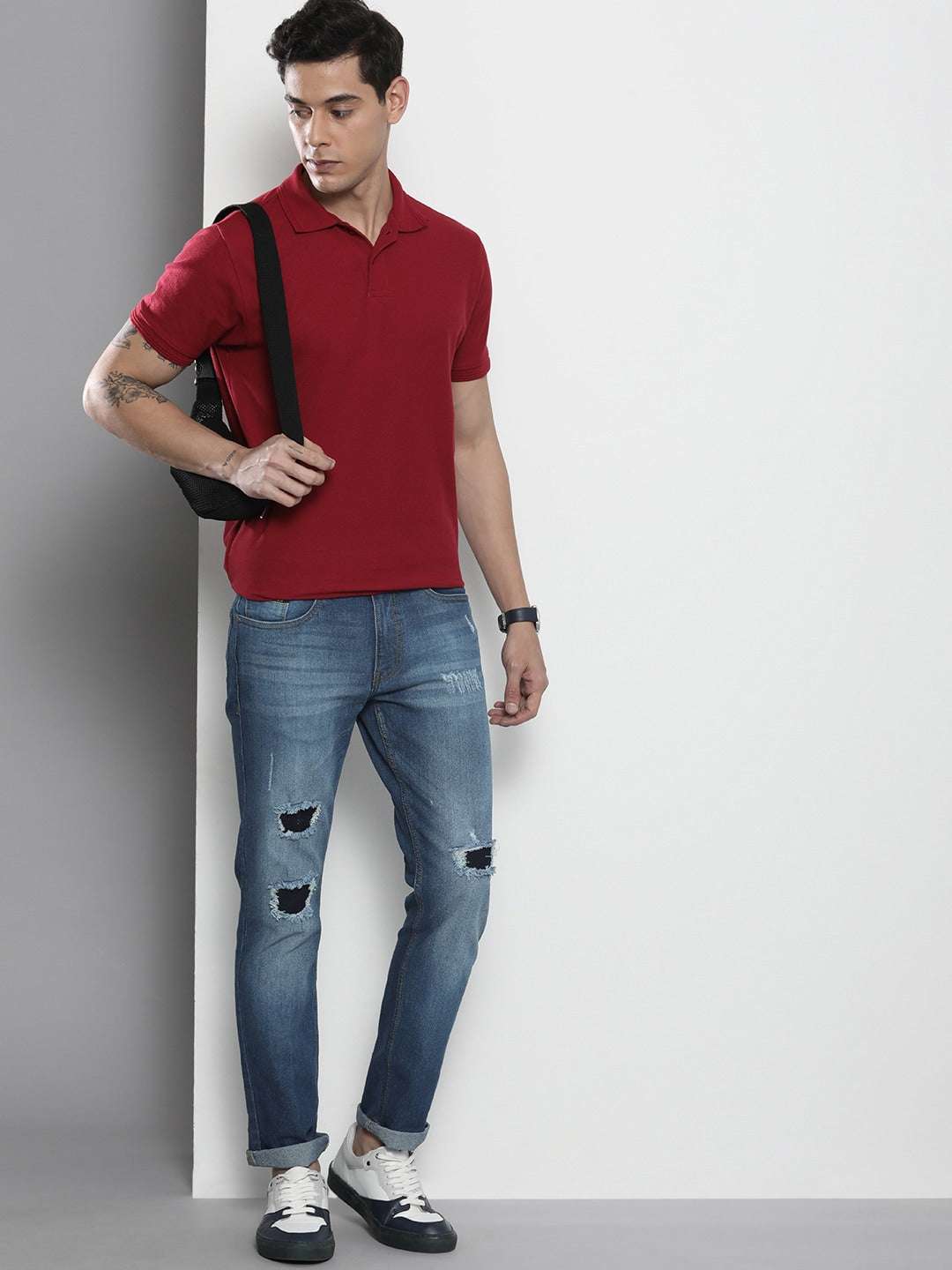 Shop Men Distressed Straight Jeans Online.