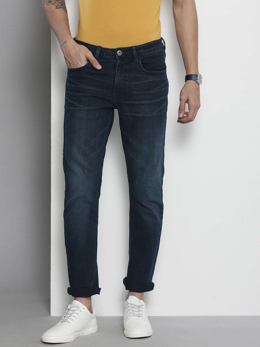 Shop Men Distressed Straight Jeans Online.