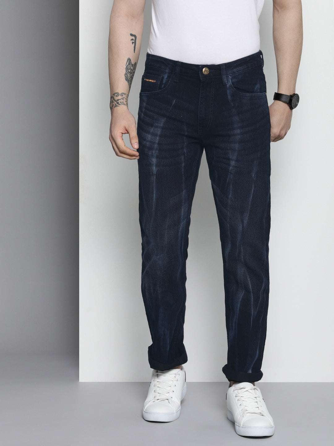 Shop Men Distressed Straight Jeans Online.