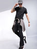 Men's Black Bootcut Solid Mid-Rise Stretchable Jeans