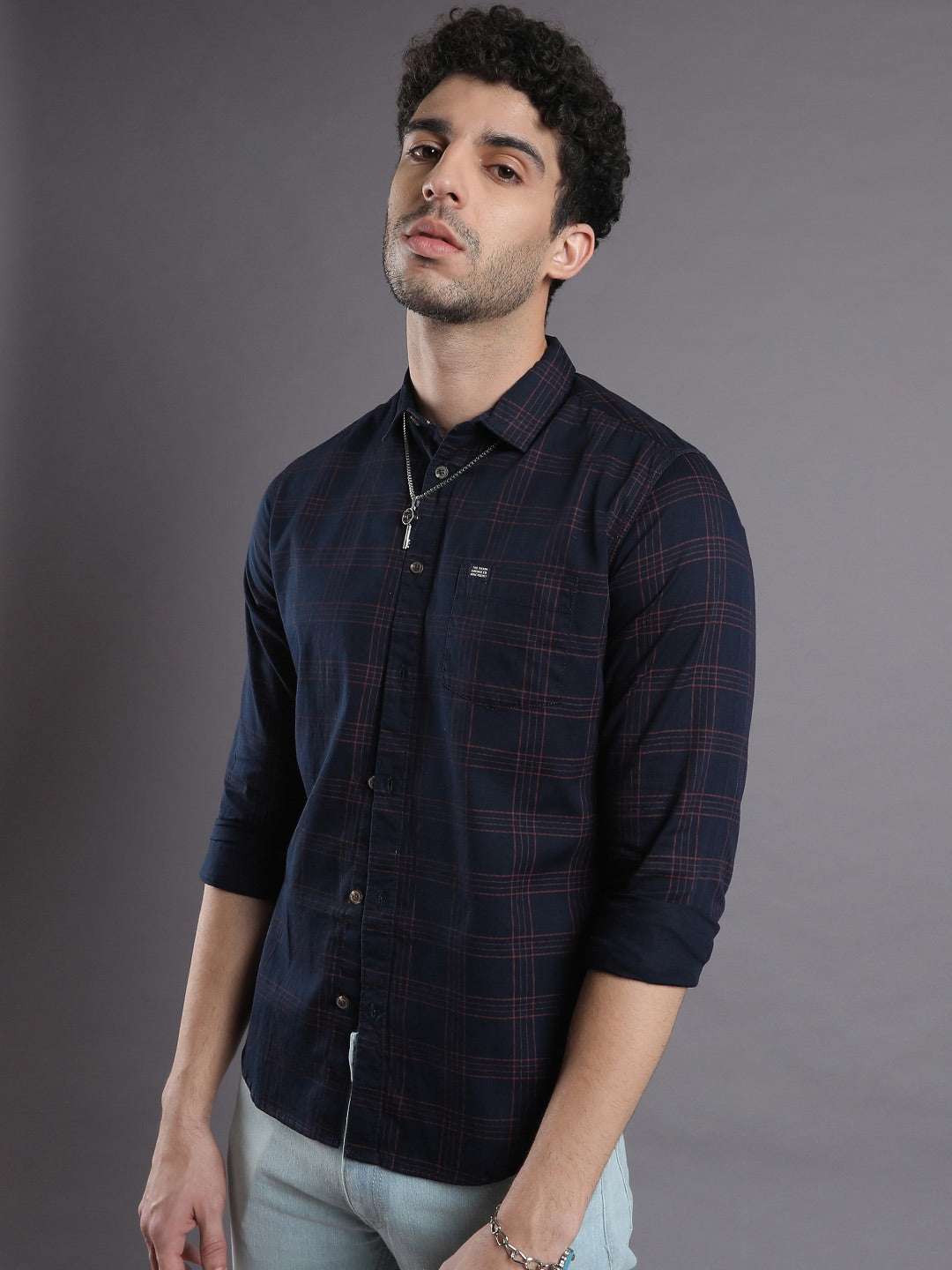 Shop Men's Checked Slim Fit Shirt Online.