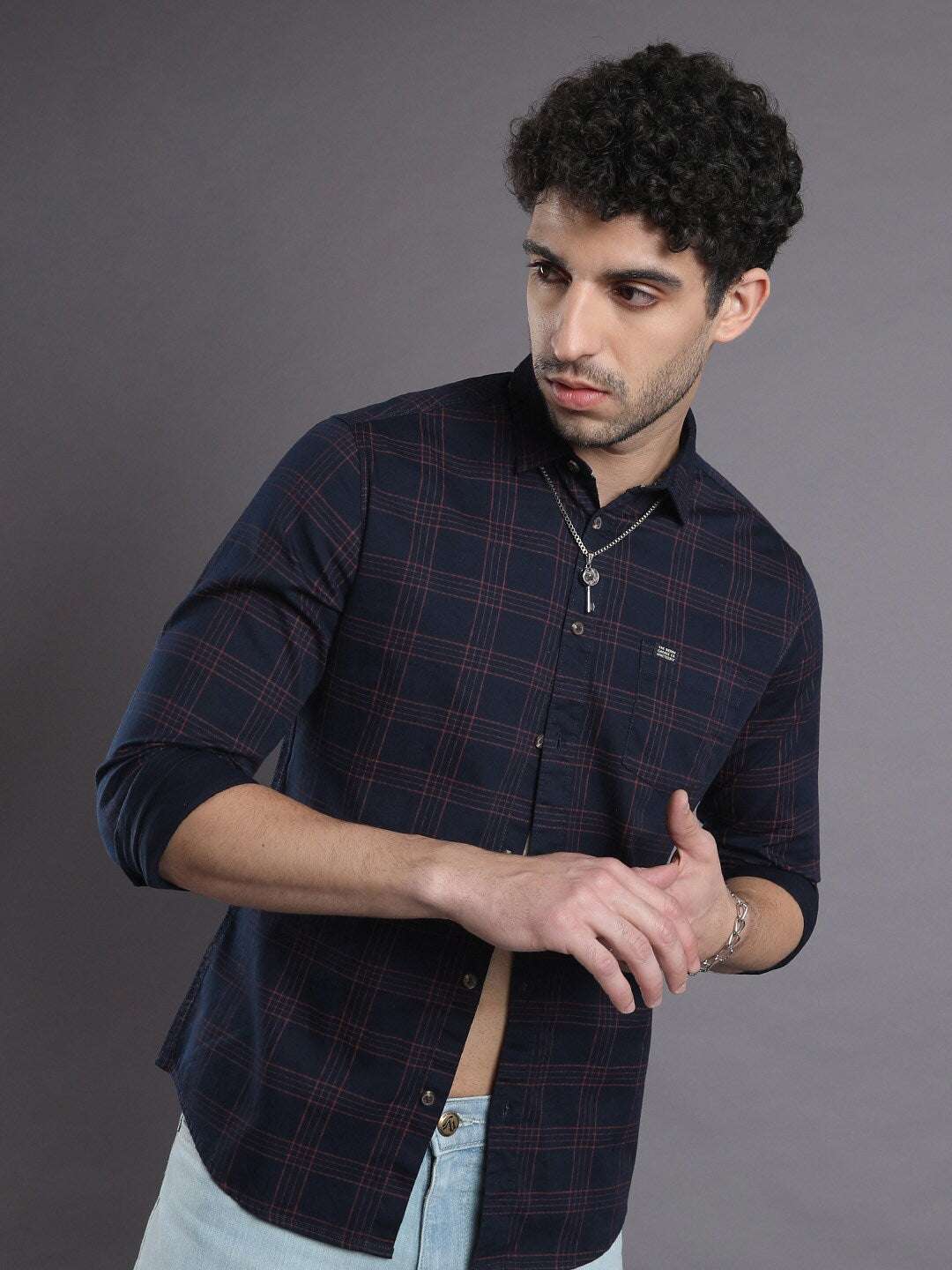 Shop Men's Checked Slim Fit Shirt Online.