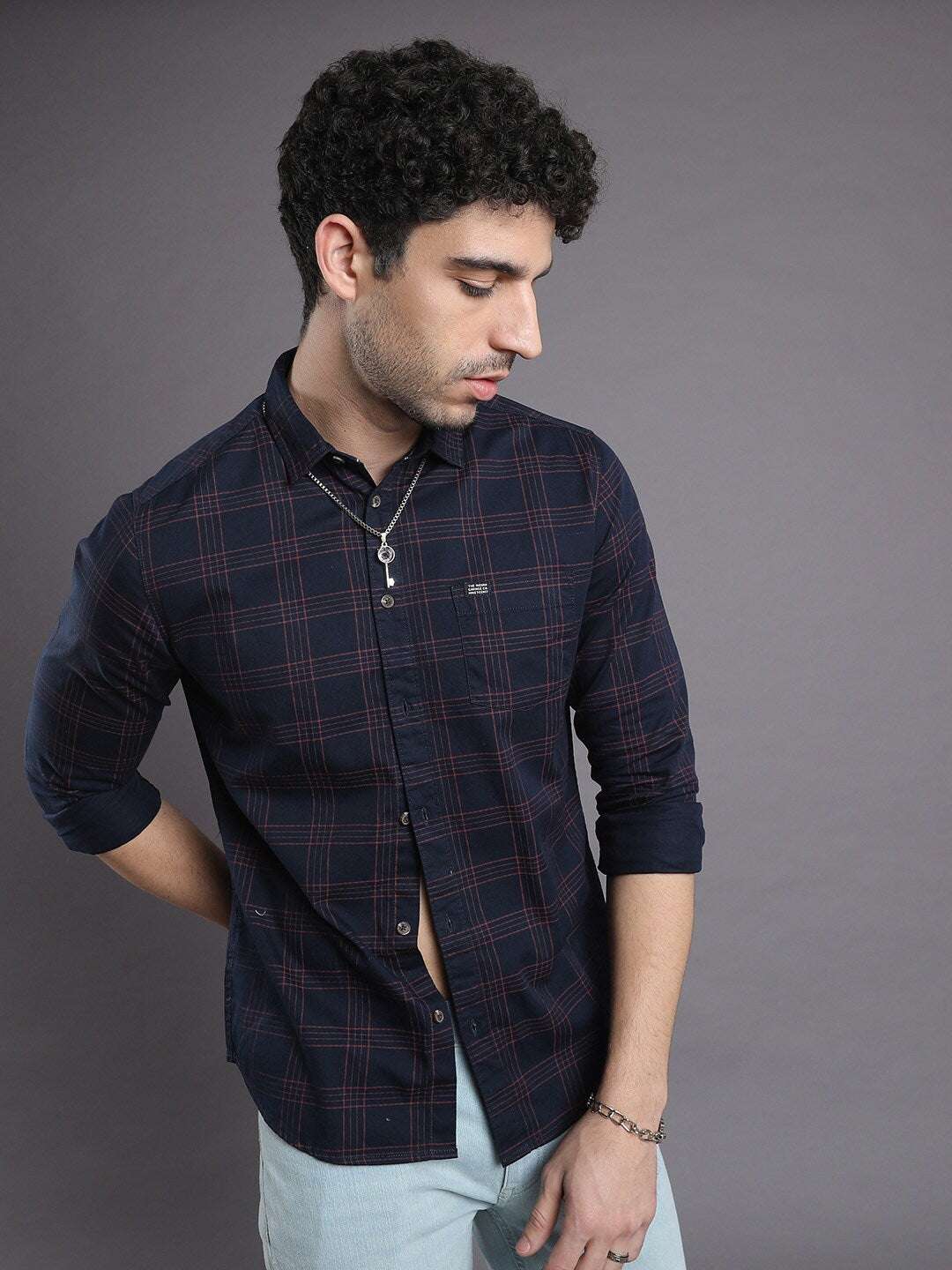 Shop Men's Checked Slim Fit Shirt Online.