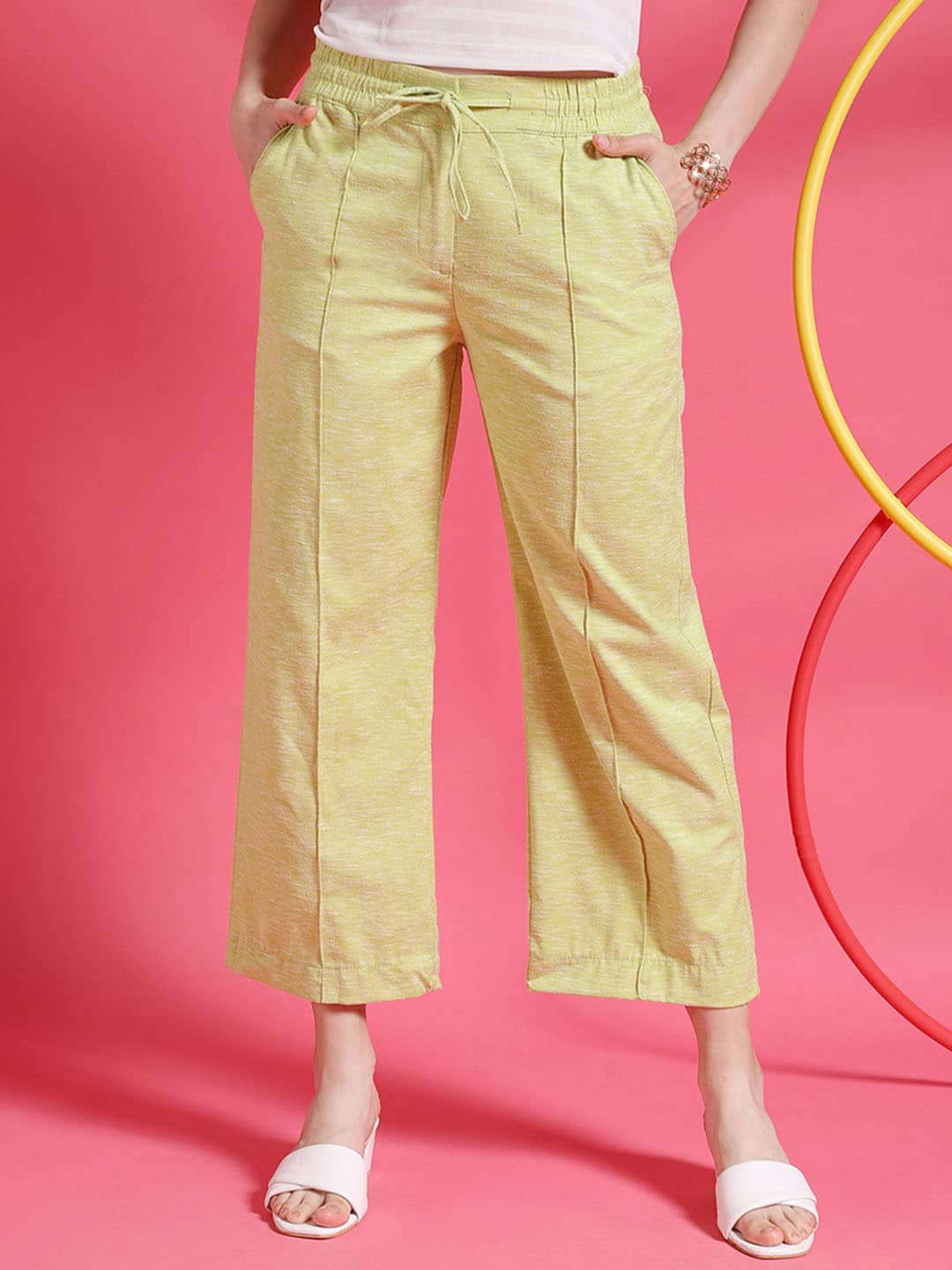 Shop Women Pintuck Elasticated Waist Trouser Online.