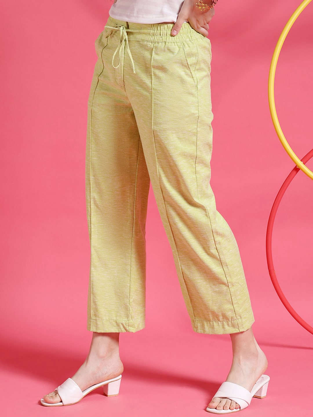 Shop Women Pintuck Elasticated Waist Trouser Online.