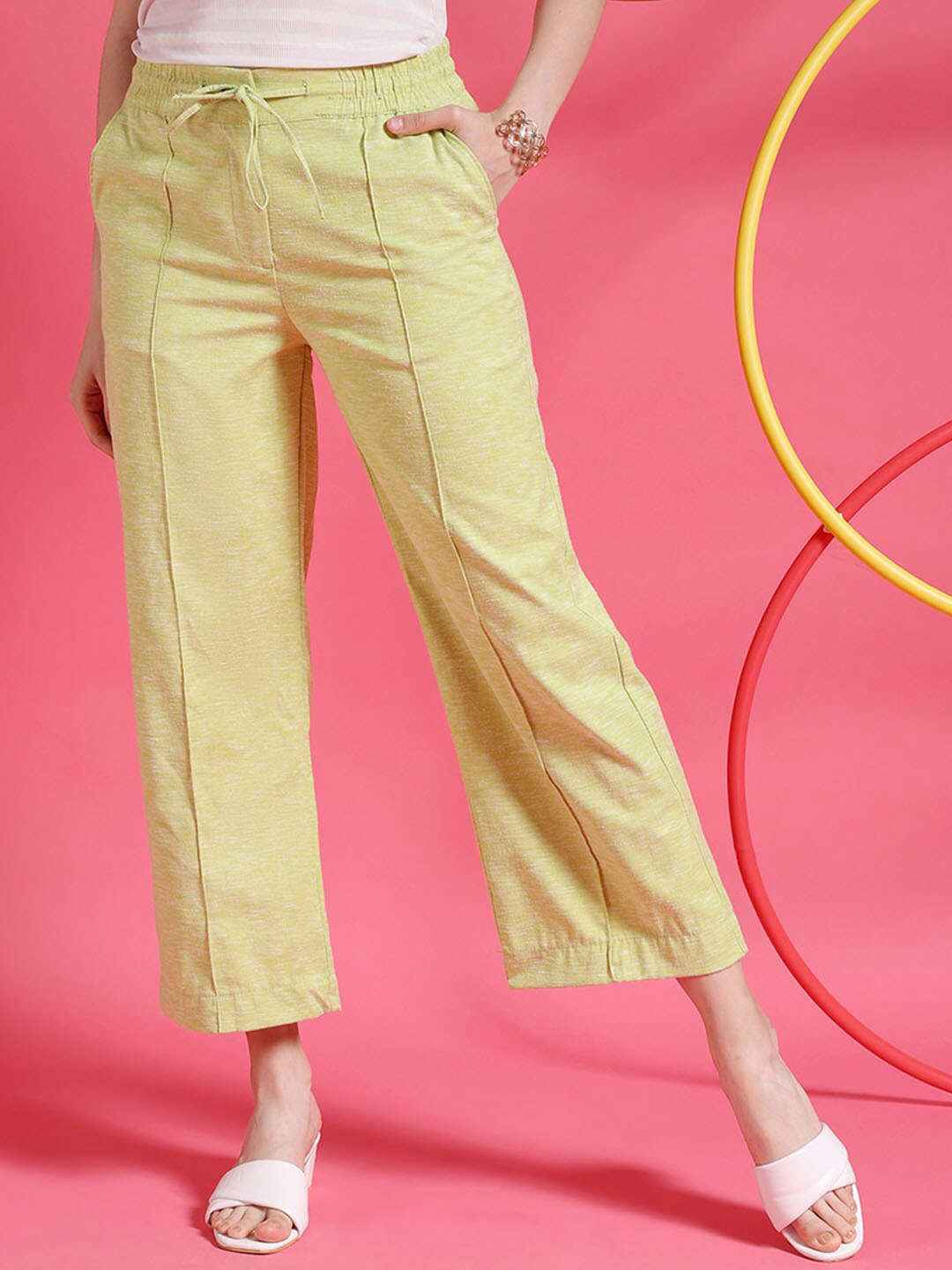 Shop Women Pintuck Elasticated Waist Trouser Online.