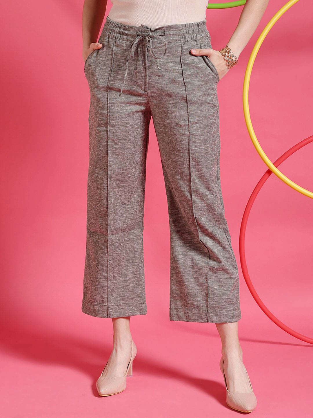 Shop Women Pintuck Elasticated Waist Trouser Online.