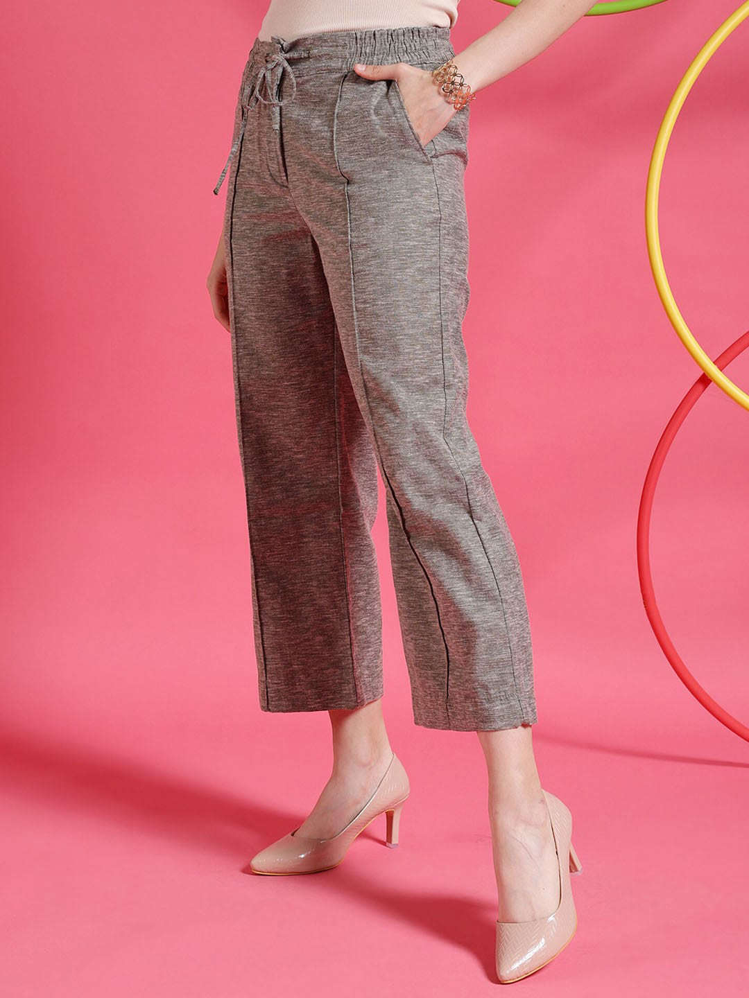 Shop Women Pintuck Elasticated Waist Trouser Online.