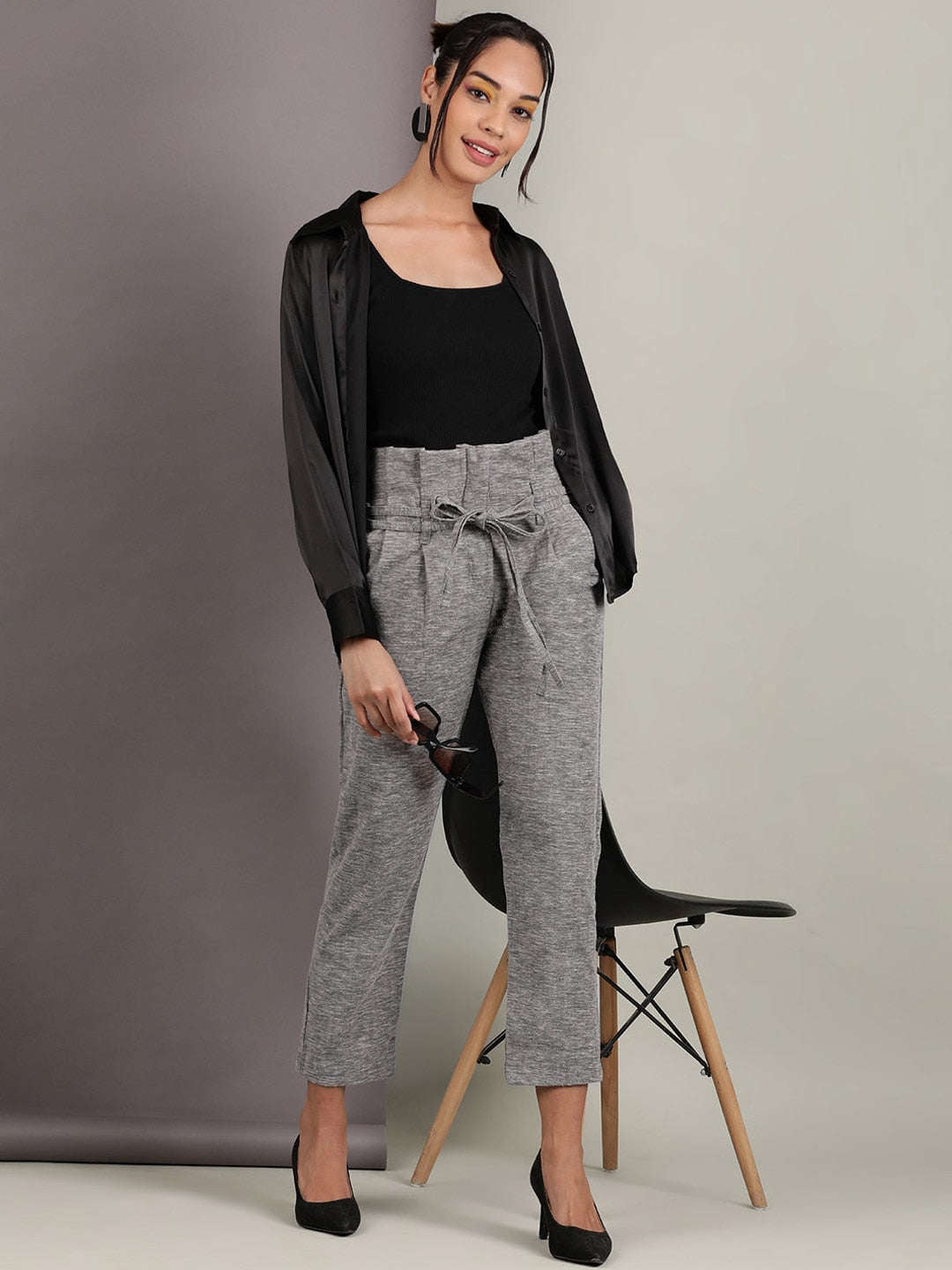 Shop Women High Waist Pleated Trouser Online.