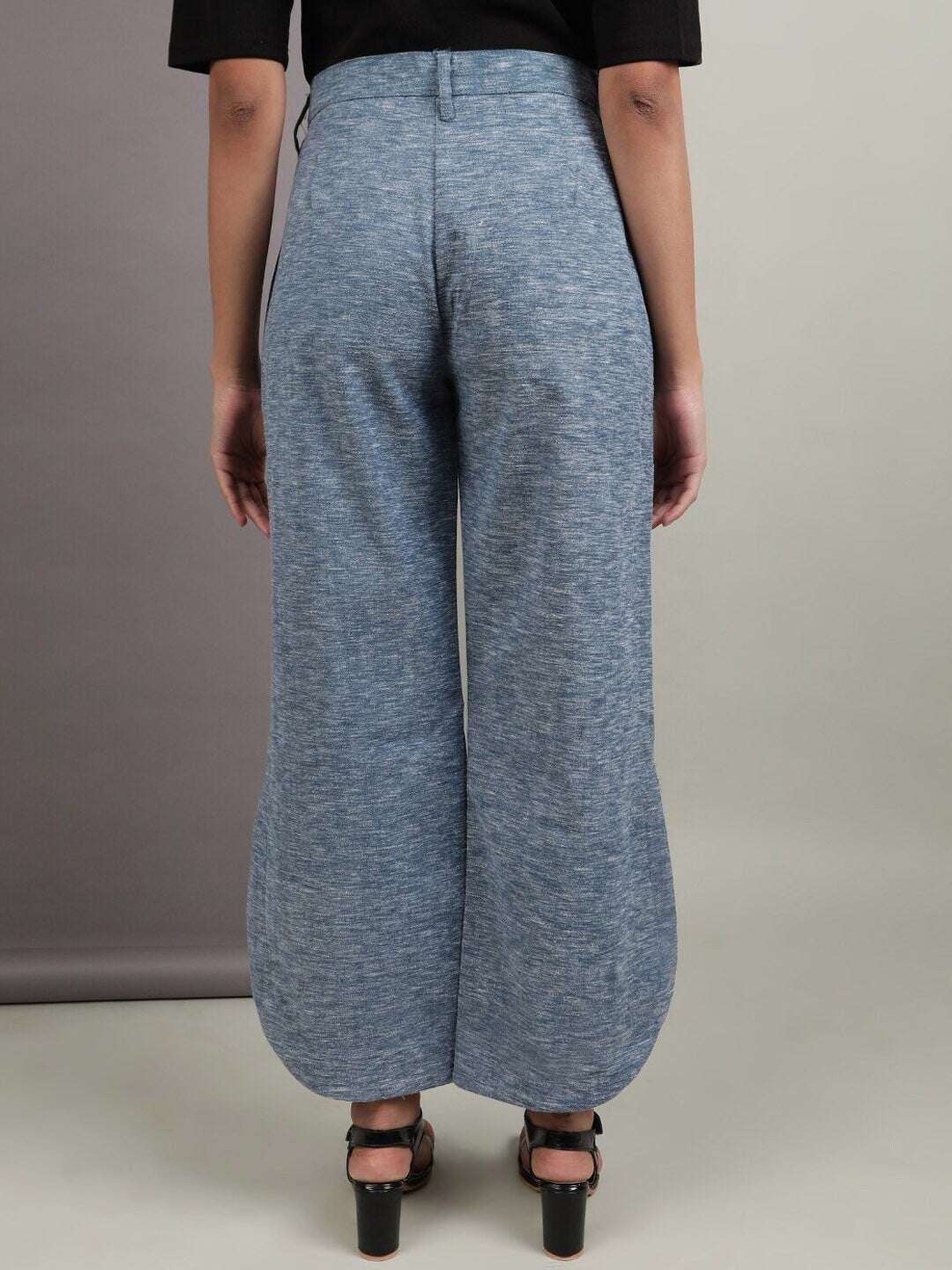 Shop Women Flare Pants With Curved Hem Online.