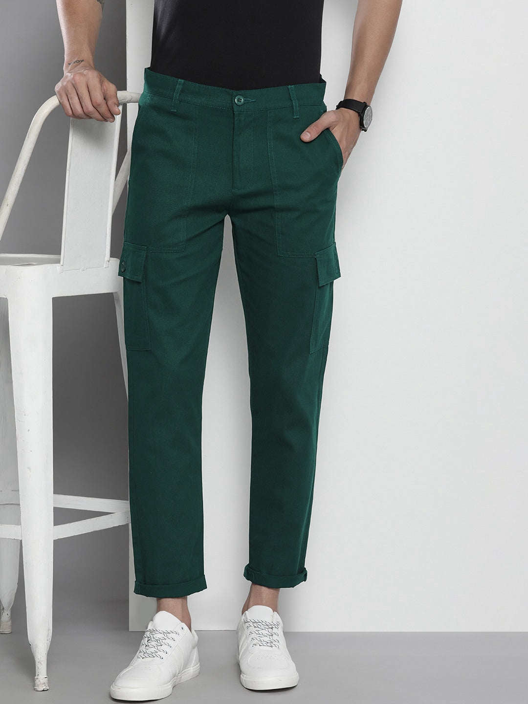 Shop Men Patch Pocket Cargo Pant Pant Online.