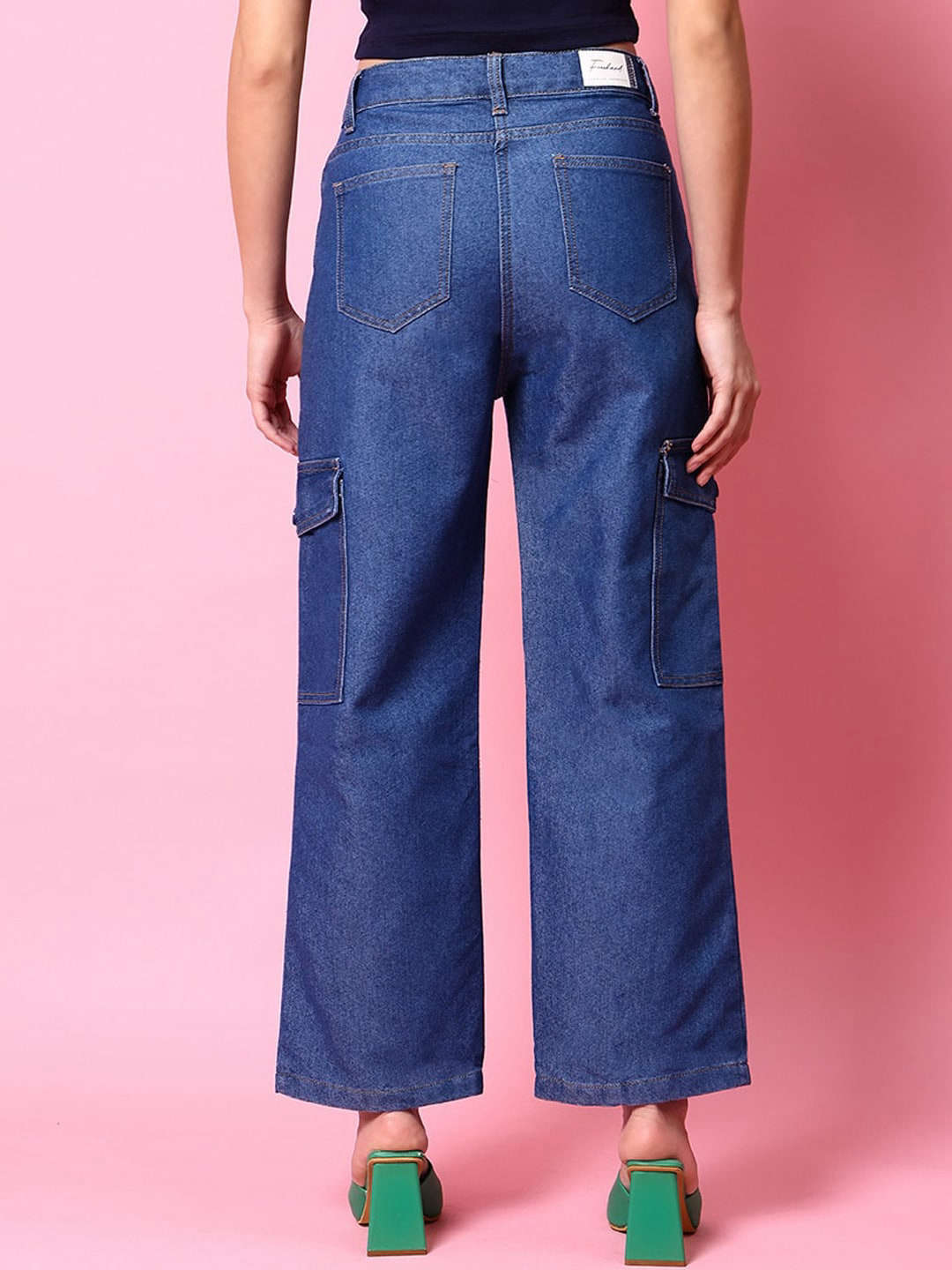 Shop Women Cargo Denim With Flap Pockets Online.