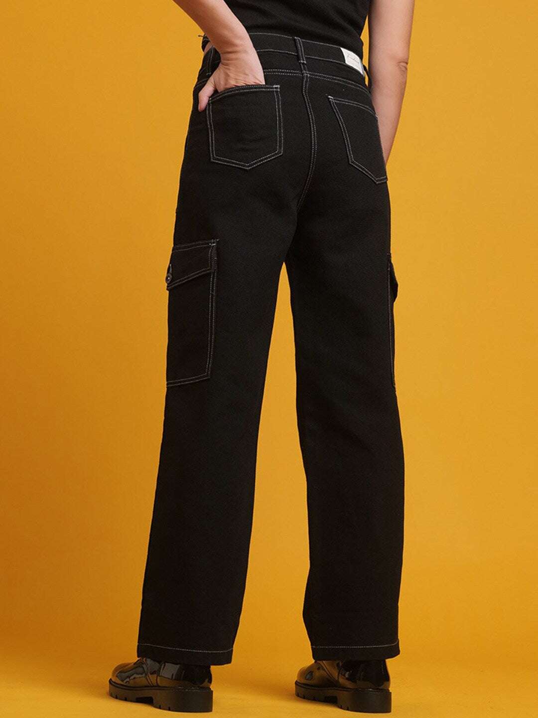 Shop Women Cargo Denim With Flap Pockets Online.