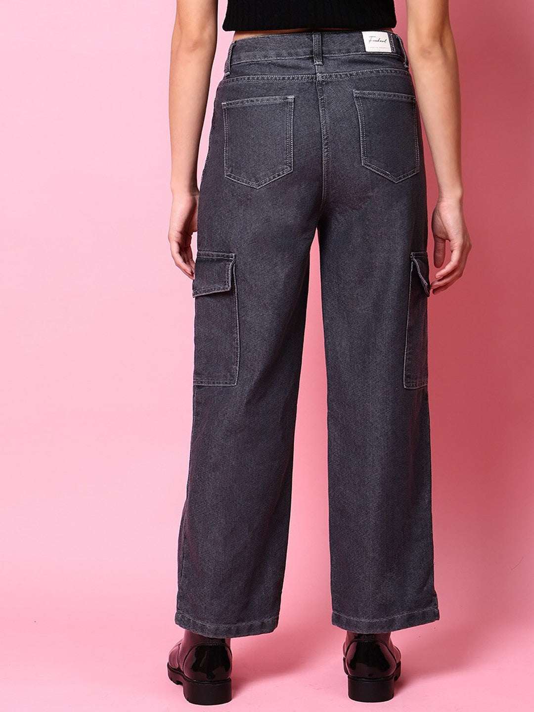 Shop Women Cargo Denim With Flap Pockets Online.