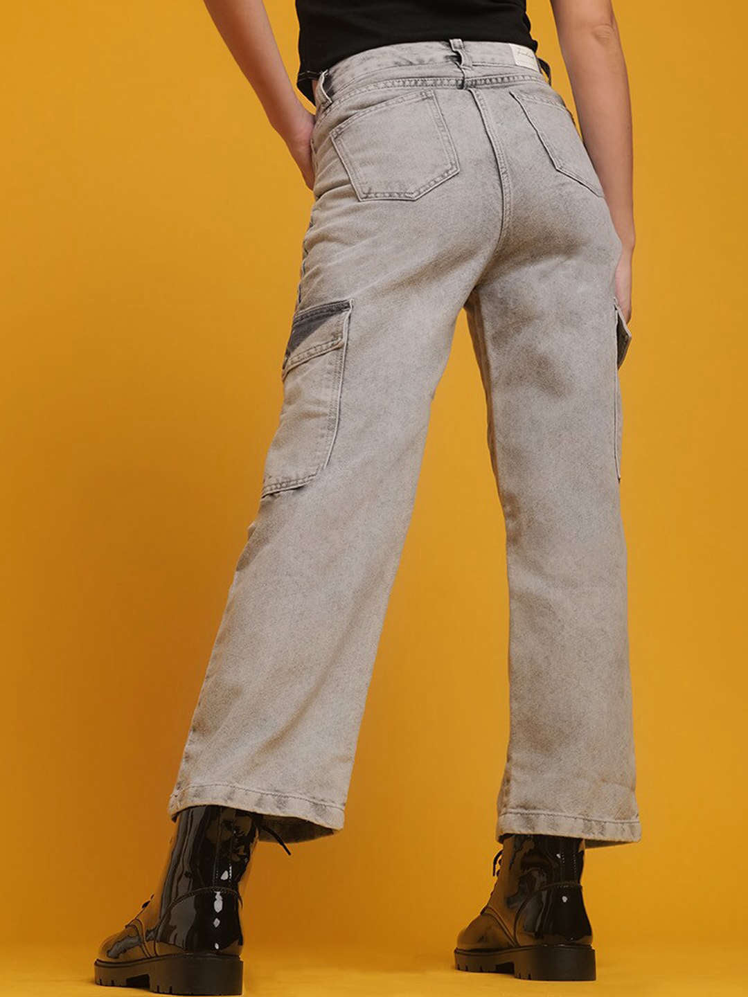 Shop Women Cargo Denim With Flap Pockets Online.