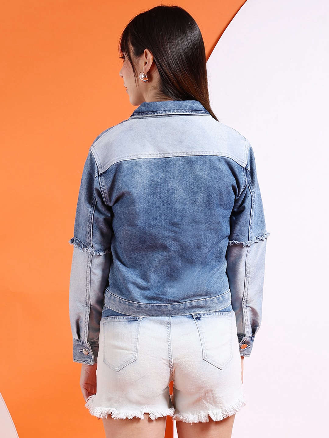 Shop Women Reverse Denim Contrast Jacket Online.