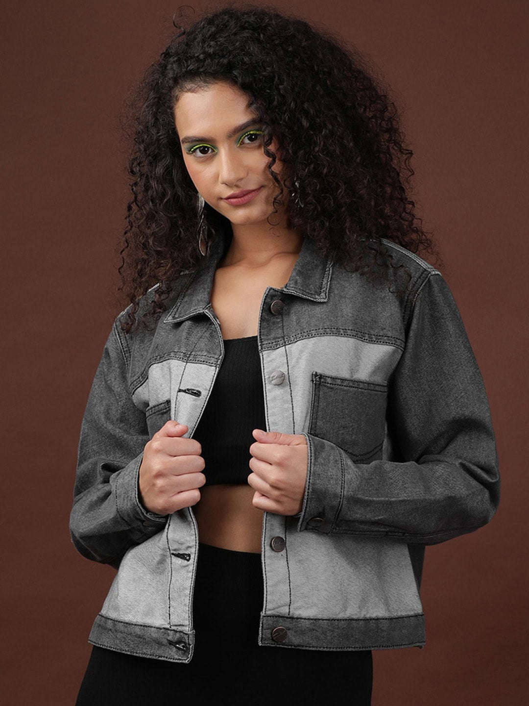 Shop Women Reverse Denim Contrast Jacket Online.