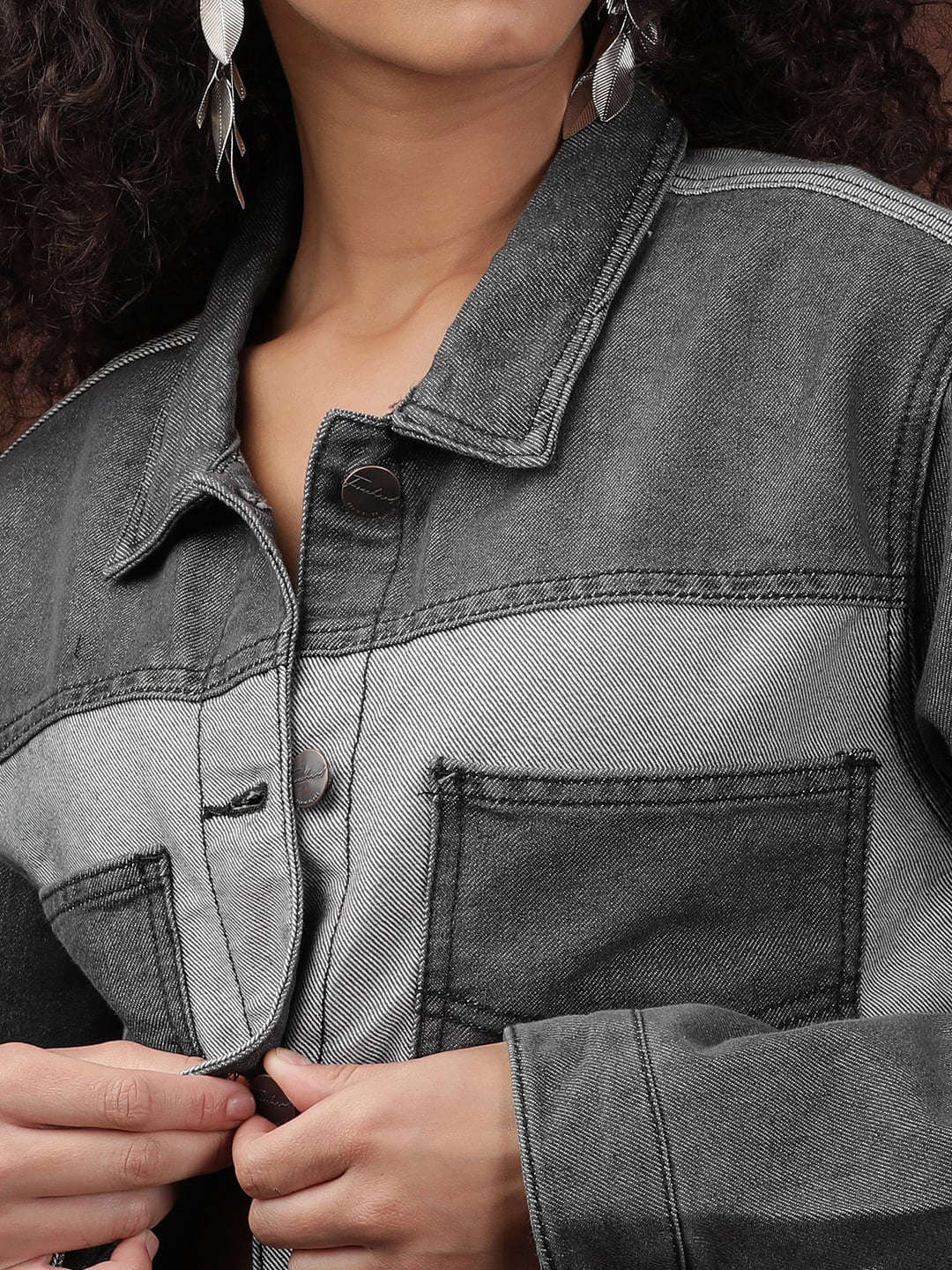 Shop Women Reverse Denim Contrast Jacket Online.