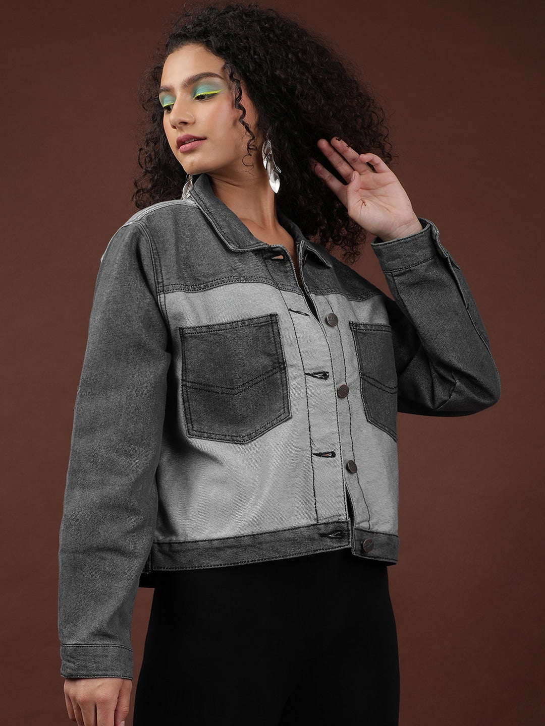 Shop Women Reverse Denim Contrast Jacket Online.