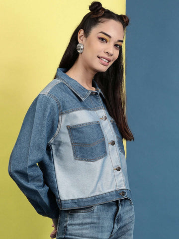 Shop Women Reverse Denim Contrast Jacket Online.