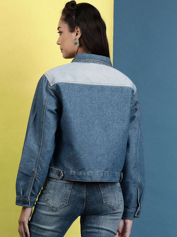 Shop Women Reverse Denim Contrast Jacket Online.