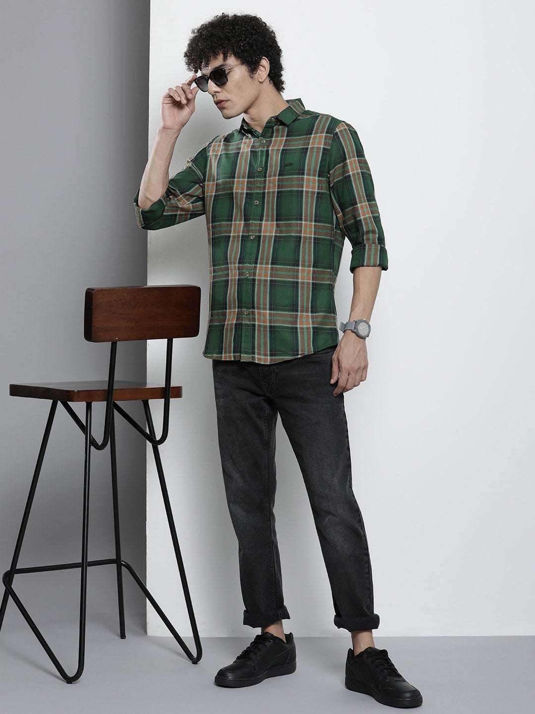 Shop Men's Checked Regular Fit Shirt Online.