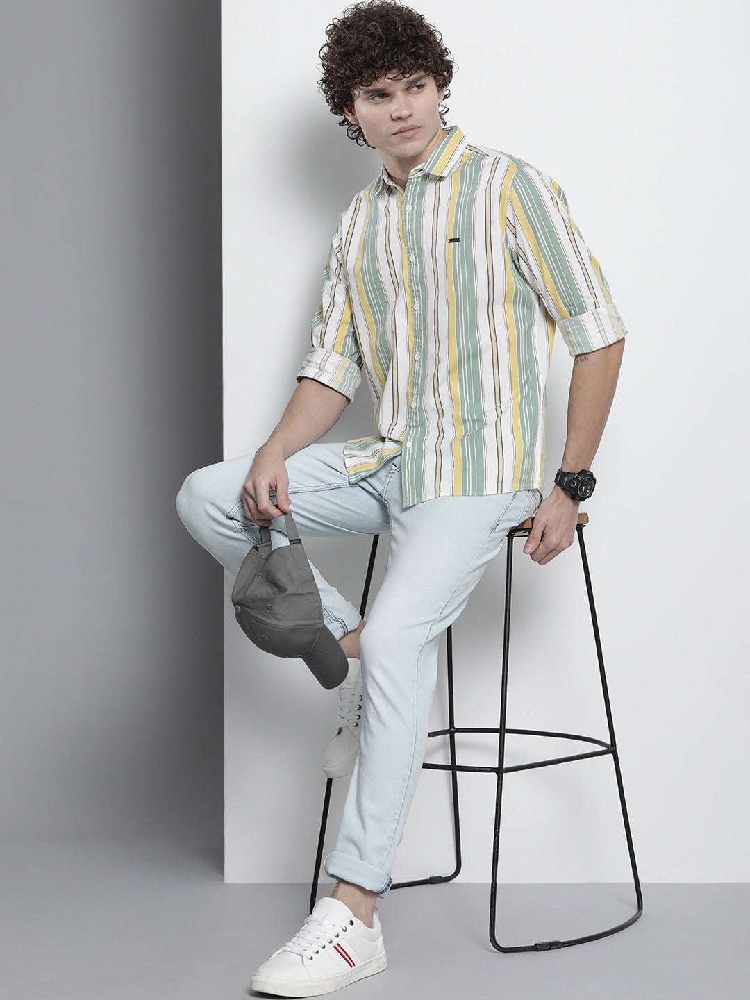 Shop Men's Striped Regular Fit Shirt Online.