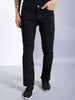 Men's Black Bootcut Laser Placement Print Mid-Rise Stretchable Jeans