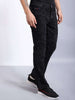 Men's Black Bootcut Laser Placement Print Mid-Rise Stretchable Jeans