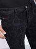 Men's Black Bootcut Laser Placement Print Mid-Rise Stretchable Jeans