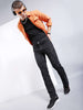 Men's Black Bootcut Laser Placement Print Mid-Rise Stretchable Jeans