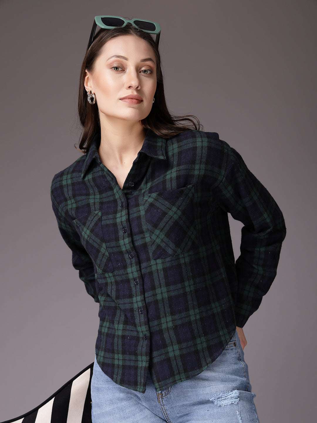 Shop Women Checked Shirt Online.