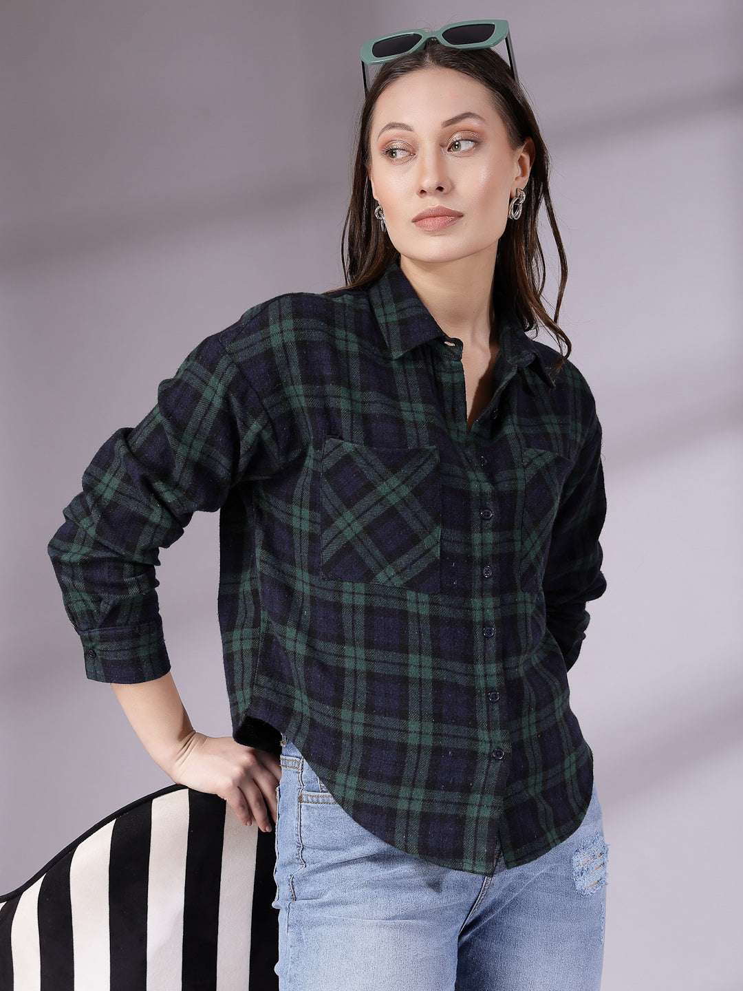 Shop Women Checked Shirt Online.