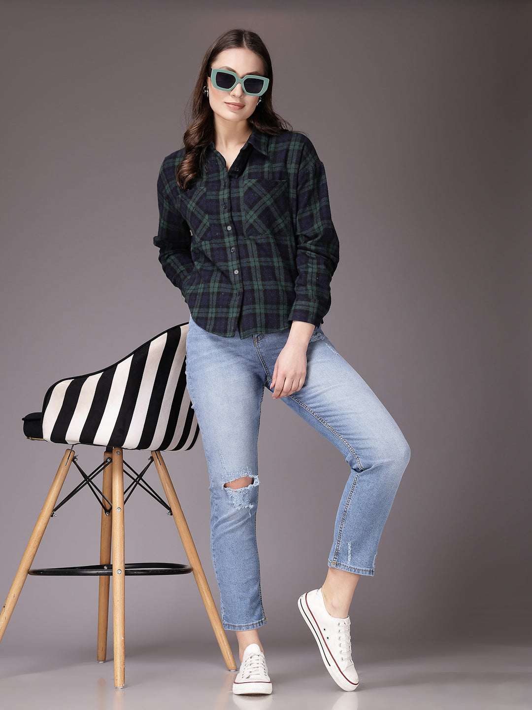 Shop Women Checked Shirt Online.