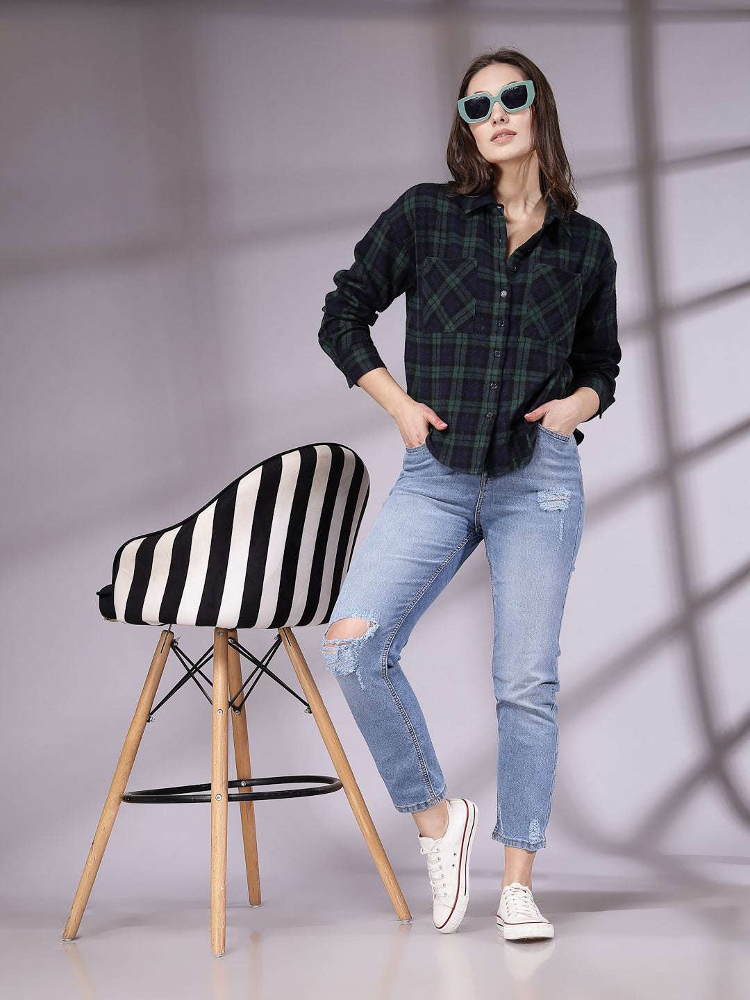 Shop Women Checked Shirt Online.