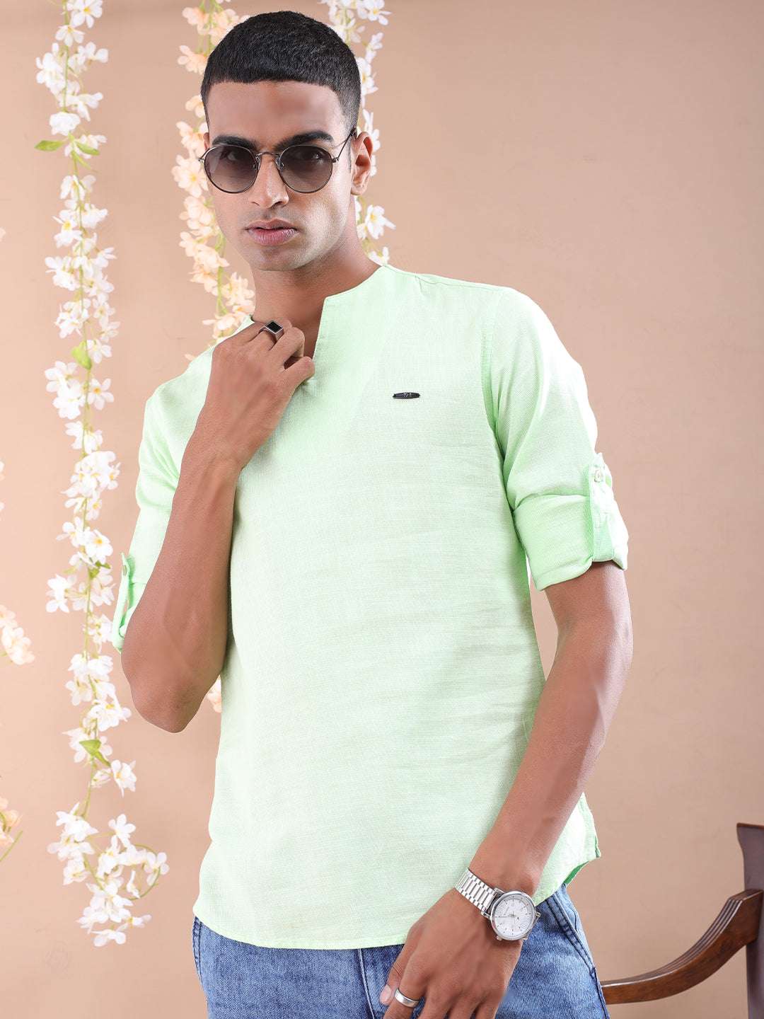 Shop Men V-Neck Kurta Online.