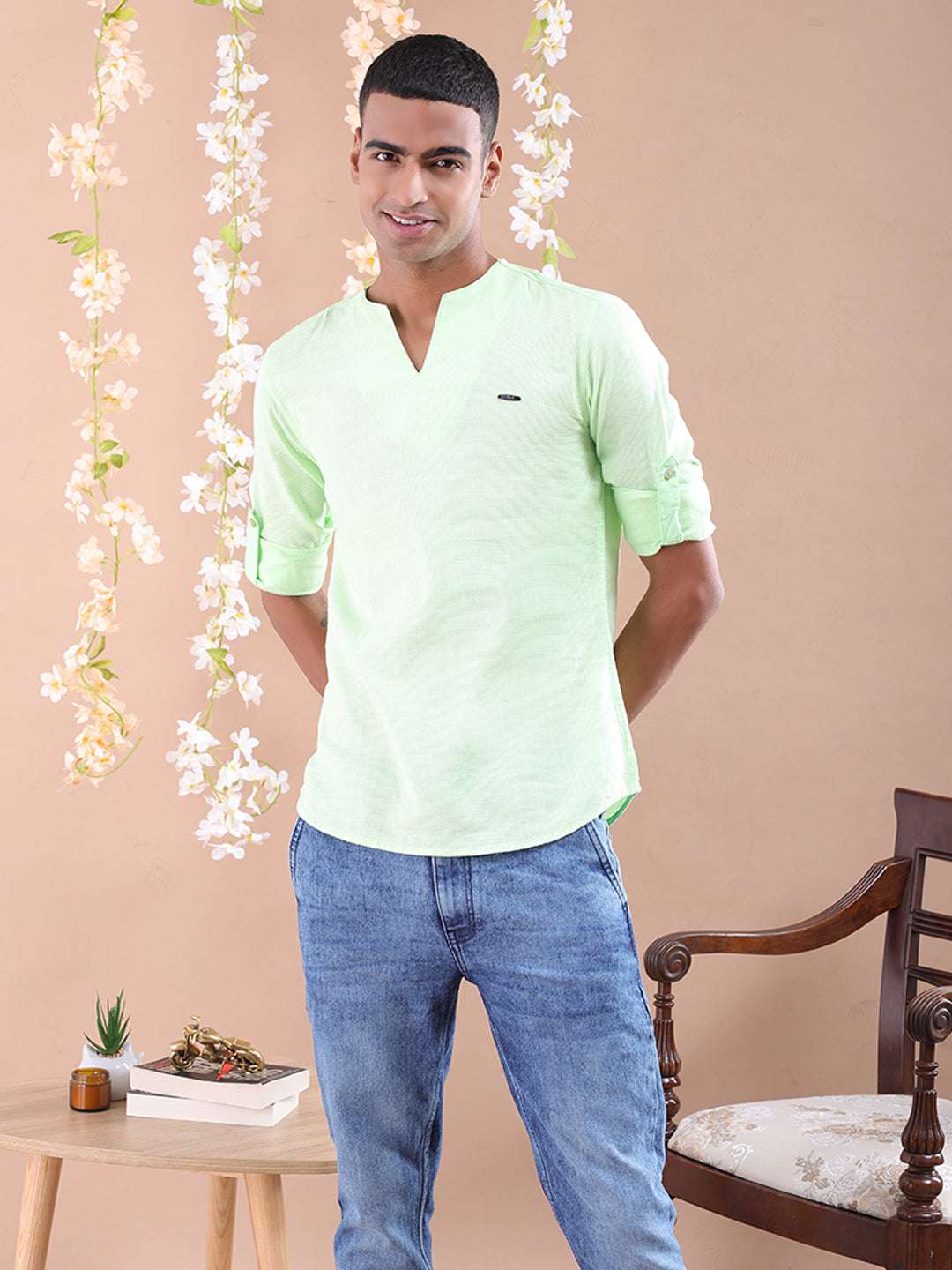 Shop Men V-Neck Kurta Online.