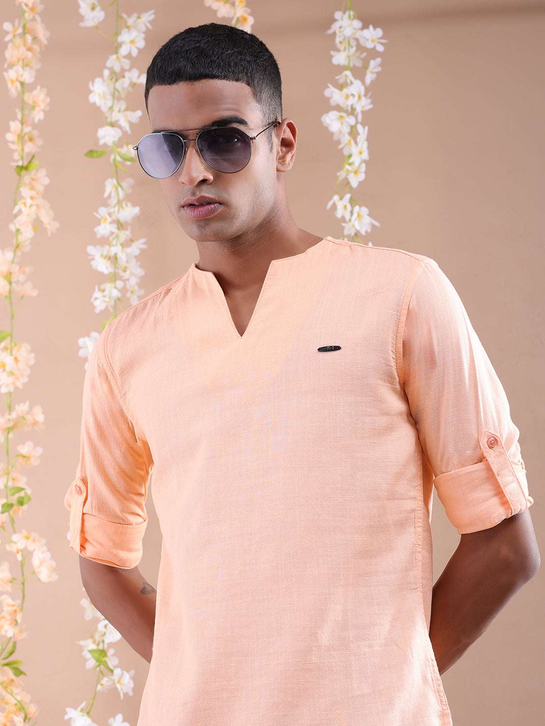 Shop Men V-Neck Kurta Online.