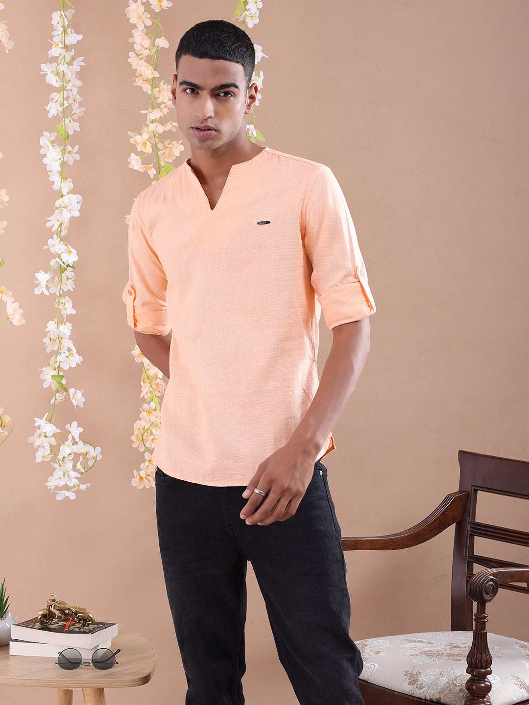 Shop Men V-Neck Kurta Online.